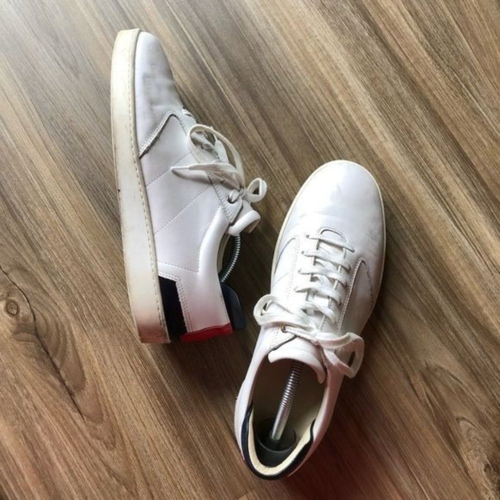 WANT Les Essentiels White Leather Sneakers with Black and Red Accents